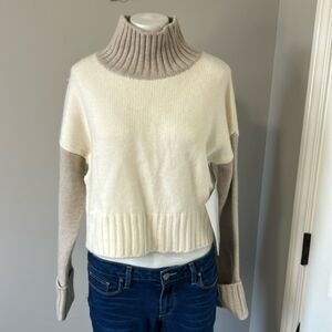 NAADAM CASHMERE Women's Chunky Funnel Neck Sweater Color Block Sz S NEW